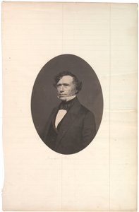Portrait de Pierce en tirage au sel, ovale, monté sur papier ligné, vers 1850 - American Photographer